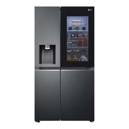 LG GSXV91MCAF Réfrigérateur combiné - Side by Side, 635L, InstaView, Total No-Frost, Compartiment congélation, Distributeur d'eau et glace UVnano, Compresseur Inverter Linear, Wi-Fi, Noir, Classe F