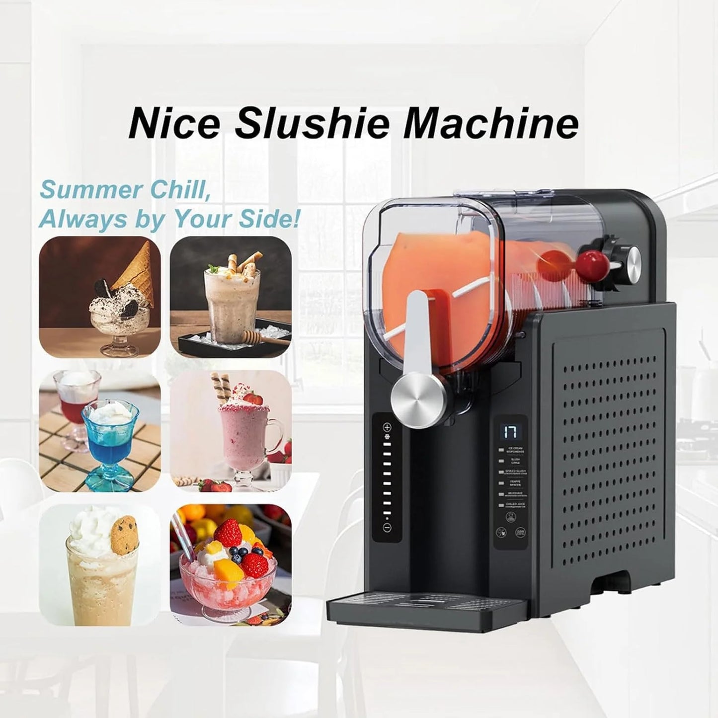 2026 Machine à Boissons Slush Automatique, 1600 ml, Machine à Glace Soft, Pas de Glace Nécessaire, Écran LED, 6 Programmes Préréglés, Pour Maison, Restaurant, Bureau, Snack Bar, Magasin de Boissons Fraîches