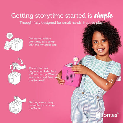 2026 Toniebox Starter Set Audio avec Cendrillon, Belle, Vaiana, Raiponce et Playtime Puppy - Écoutez, Apprenez et Jouez avec une Petite Boîte Câline - Rose