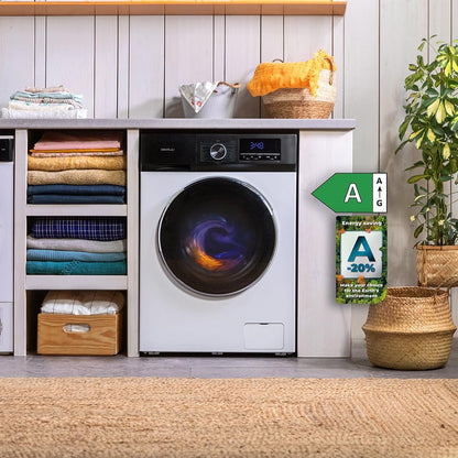 Cecotec Bolero Dresscode 10500 Inverter Steel A. Lave-linge 10 kg Steel, 1400 tr/min, Moteur Inverter Plus, Vapeur, Classe A.