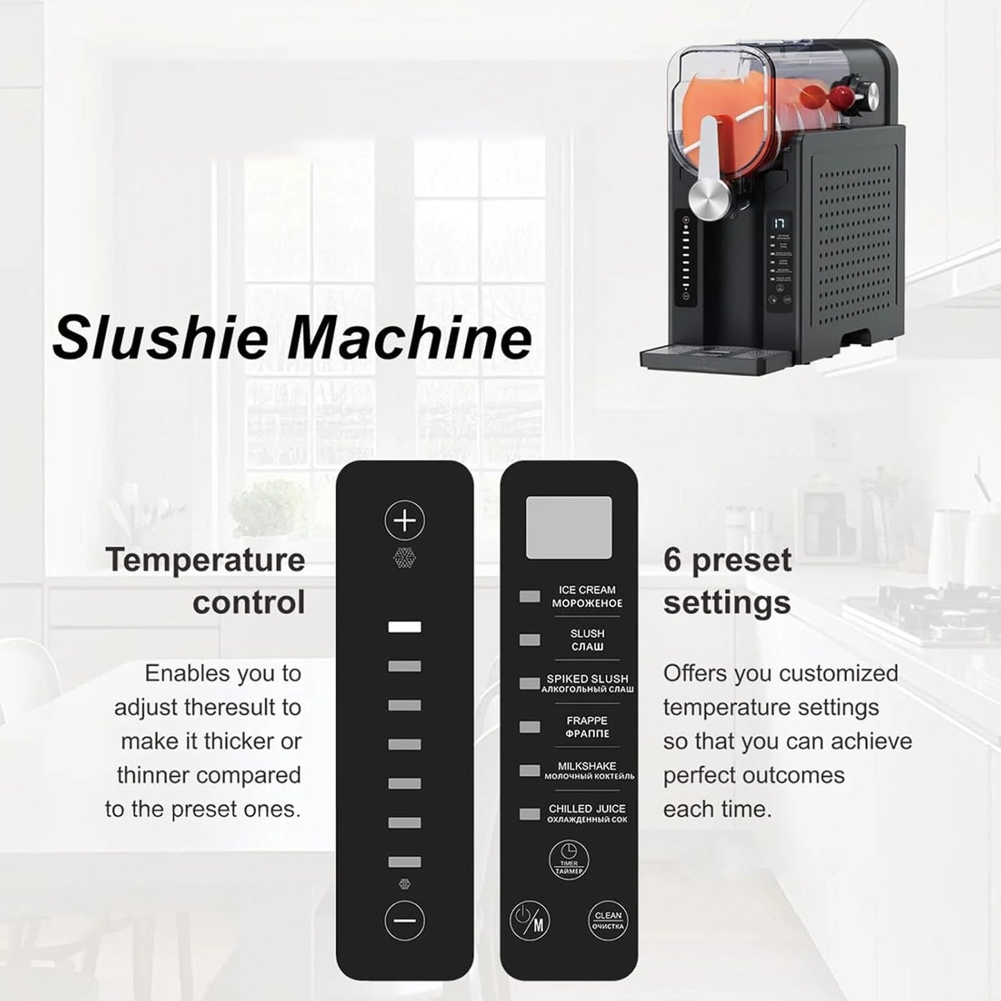 2026 Machine à Boissons Slush Automatique, 1600 ml, Machine à Glace Soft, Pas de Glace Nécessaire, Écran LED, 6 Programmes Préréglés, Pour Maison, Restaurant, Bureau, Snack Bar, Magasin de Boissons Fraîches