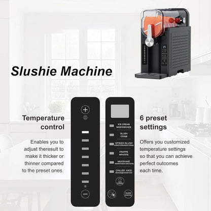 2026 Machine à Boissons Slush Automatique, 1600 ml, Machine à Glace Soft, Pas de Glace Nécessaire, Écran LED, 6 Programmes Préréglés, Pour Maison, Restaurant, Bureau, Snack Bar, Magasin de Boissons Fraîches