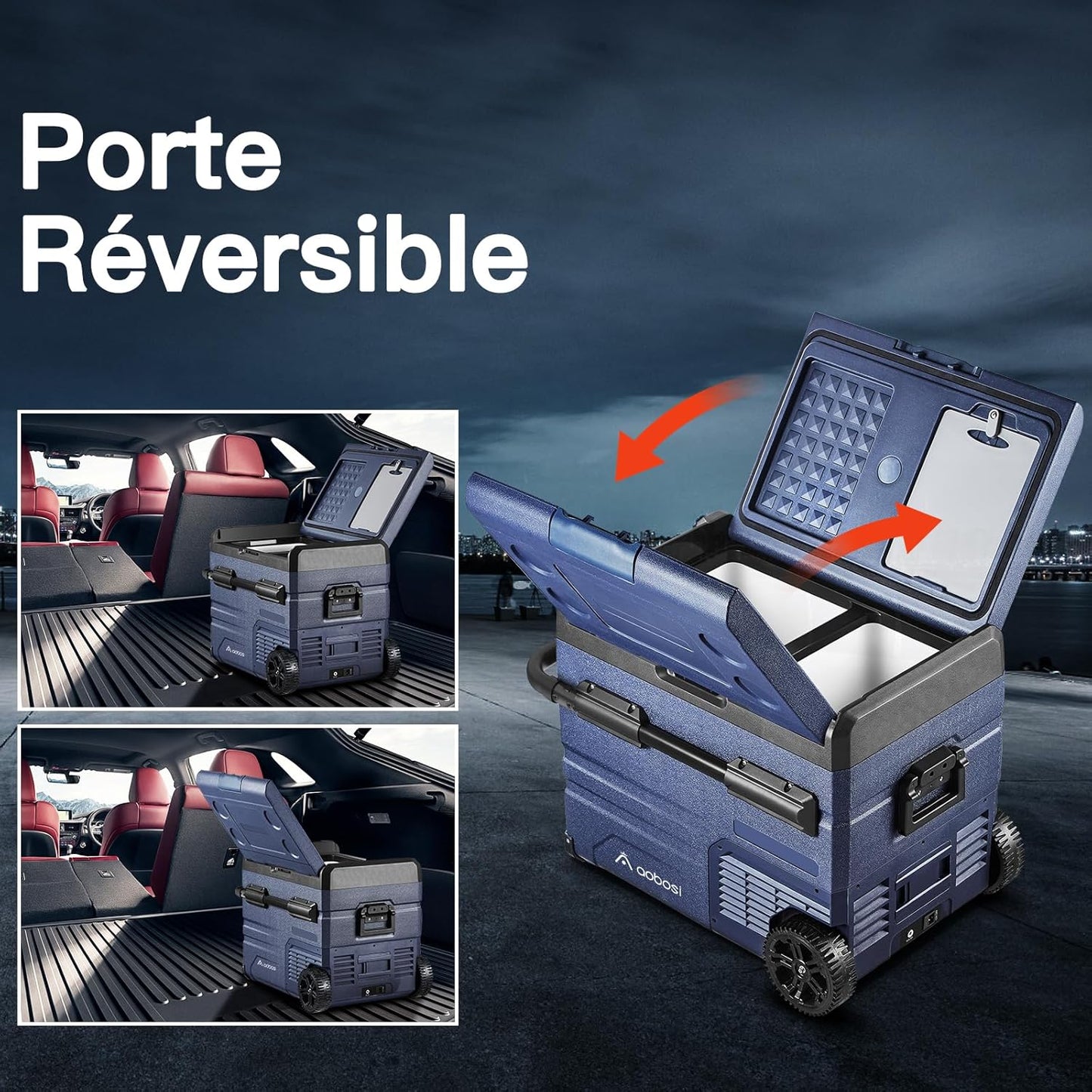 115L Glaciere Electrique Double Zone,Glaciere a Compression WiFi APP,12 V/24 V et 100-240 V Frigo Camping,-20 ℃ à 20 ℃,pour Voiture,Camion,Bateau,Camping,Car,Caravanes,Voyageant,Maison