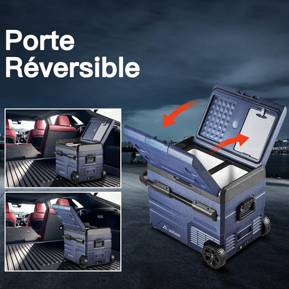 115L Glaciere Electrique Double Zone,Glaciere a Compression WiFi APP,12 V/24 V et 100-240 V Frigo Camping,-20 ℃ à 20 ℃,pour Voiture,Camion,Bateau,Camping,Car,Caravanes,Voyageant,Maison