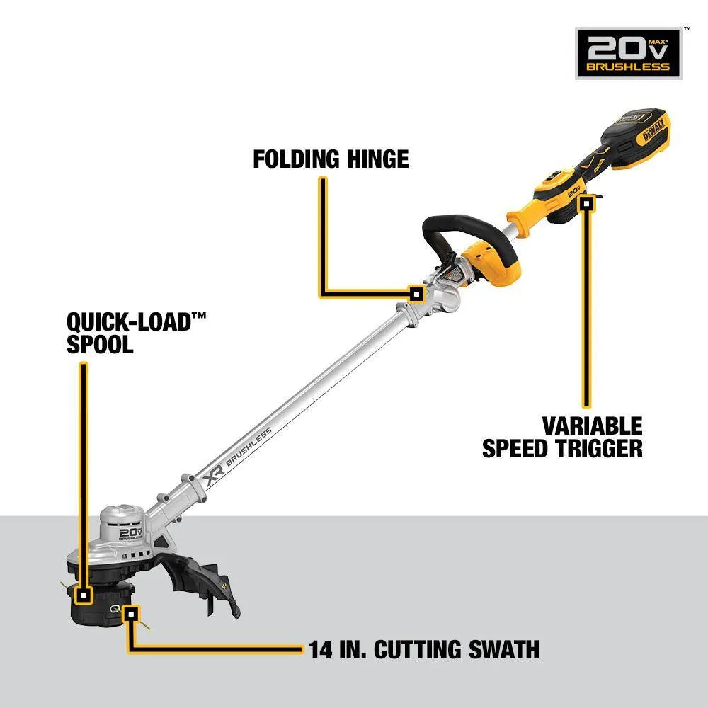 2026 DEWALT DCST922P1 – Coupe-bordures sans fil 20V MAX, Moteur Sans Balais, Charnière Pliable, Édition Limitée