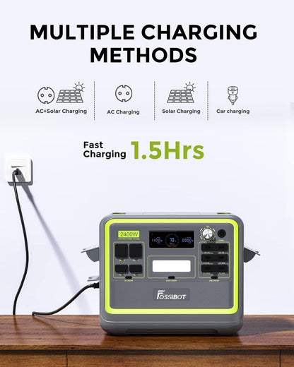 F2400 Station électrique portable CA 2400W (4800W Pic),Station Silencieux Solaire 2048Wh LiFePO4,Groupe Générateur Électrique Onduleur Alimentation de Secours à Domicile Camping