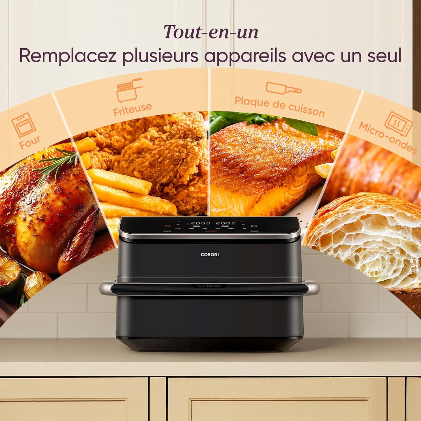 COSORI Air Fryer 10L Twinfry,Dual Zone Avec S&eacute;parateur Amovible,Capacit&eacute; Flexible de 10L,Friteuse sans Huile 6-en-1,35℃-240℃,66% d'&Eacute;nergie en Moins,Livre de Recettes et Application