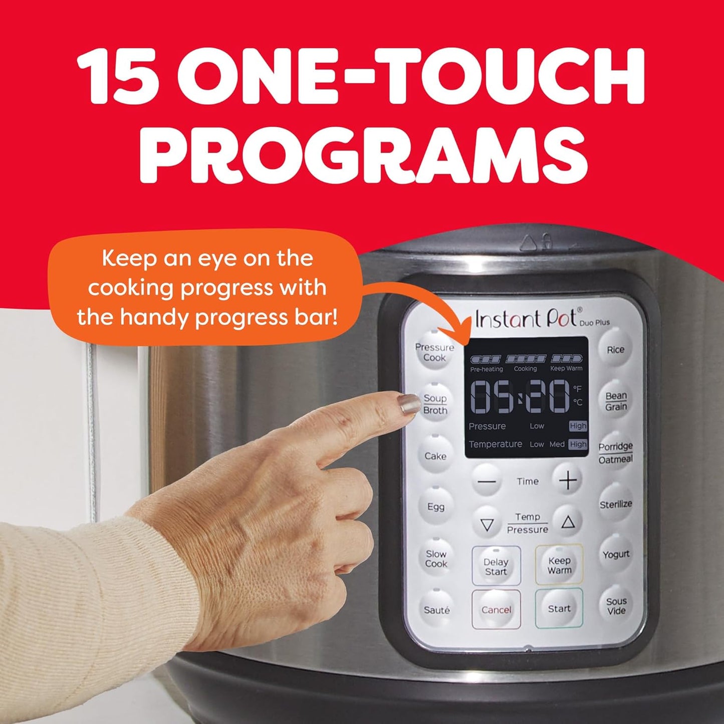 2026 Instant Pot Duo Plus 9-en-1 Multicuiseur, Autocuiseur, Slow Cooker, Cuiseur de Riz, Vapeur, Sauté, Yaourtière, Maintien au Chaud et Stérilisateur, Application Incluse avec Plus de 800 Recettes, Acier Inoxydable, 6 Quarts
