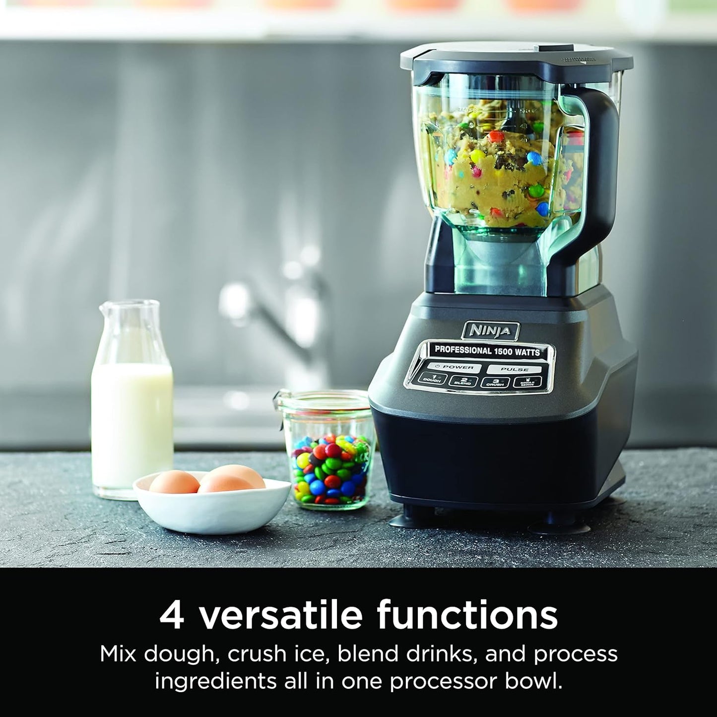 2026 Ninja Mega Kitchen System, 1500W, Blender XL 72 oz et Robot Culinaire 8 Tasses avec (2) Gobelets To-Go 16 oz, Technologie Total Crushing - Smoothies, Glace Pilée, Purées, Pâte & Plus, Noir, BL770