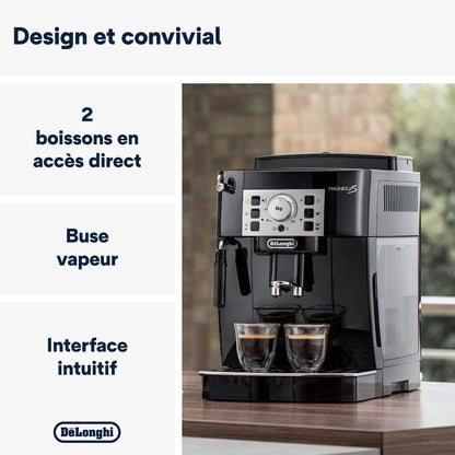 Magnifica S Machine a Café Grain ECAM22.110.B, Machine Expresso et Cappuccino, 1.8L, Noir [Exclusif Amazon]