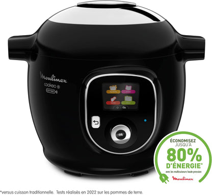 Connect Multicuiseur Intelligent Haute Pression Balance et Moule Inclus 6L 200 Recettes 6 Modes de Cuisson Guide Pas à Pas Application Mon Cookeo CE859800, 6 liters, Noir