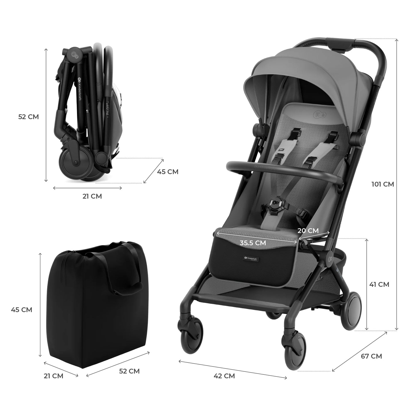 Poussette légère Kinderkraft PILOT 2