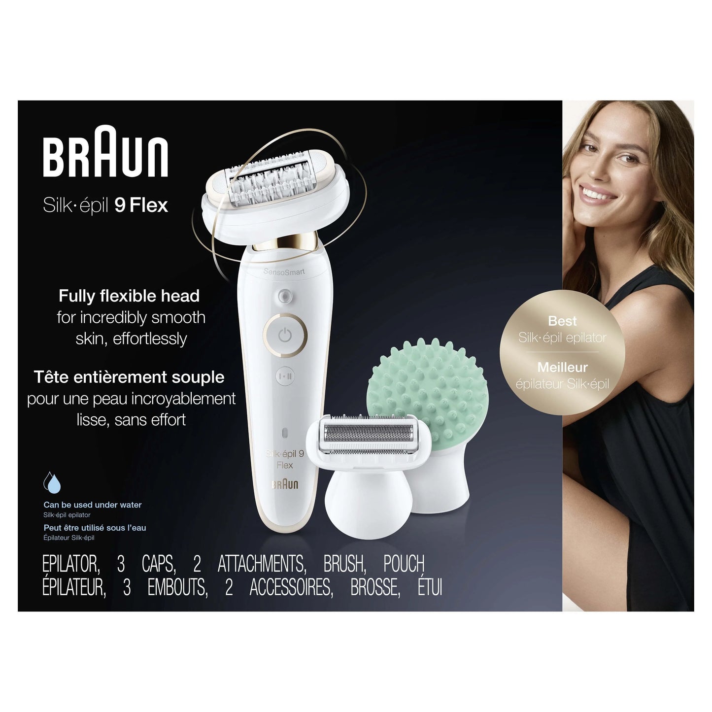 2026 Braun Silk-épil 9 Flex 9-020 - Épilateur pour Femmes, Blanc/Or