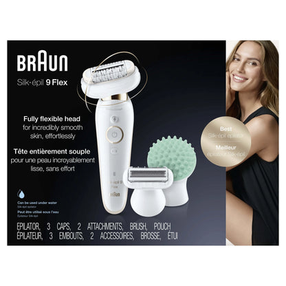 2026 Braun Silk-épil 9 Flex 9-020 - Épilateur pour Femmes, Blanc/Or