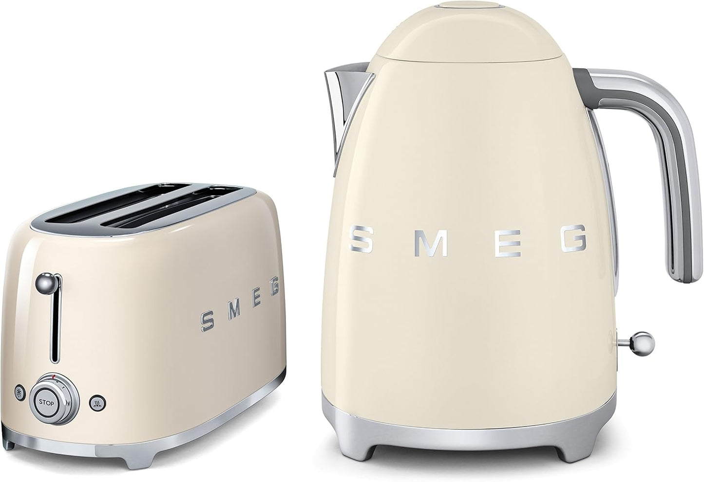 2026 Smeg TSF02CRUK & KLF01CRUK – Ensemble Grille-Pain 4 Tranches & Bouilloire 1,7L Style Rétro Années 50, Édition Limitée Crème