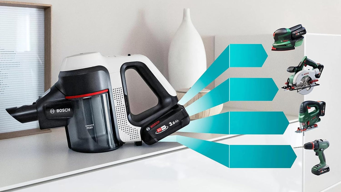 2026 Bosch Unlimited 7 BCS711XXL Aspirateur sans fil 18 V 0,3 L 82 dB Blanc