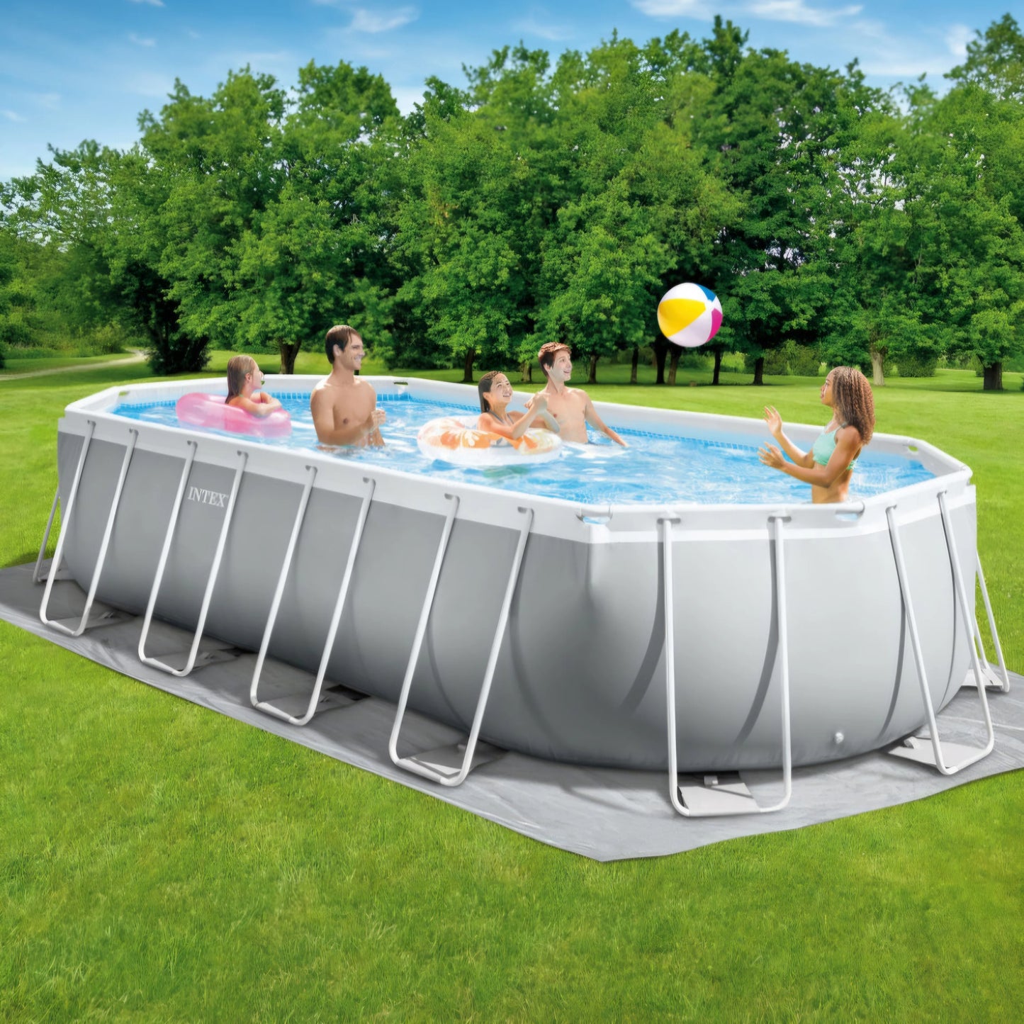 2026 Intex Prism Frame Ovale – Piscine Hors-sol 6,1 x 3,05 m, Cadre Acier Robuste, Pompe et Échelle Incluses, Édition Limitée