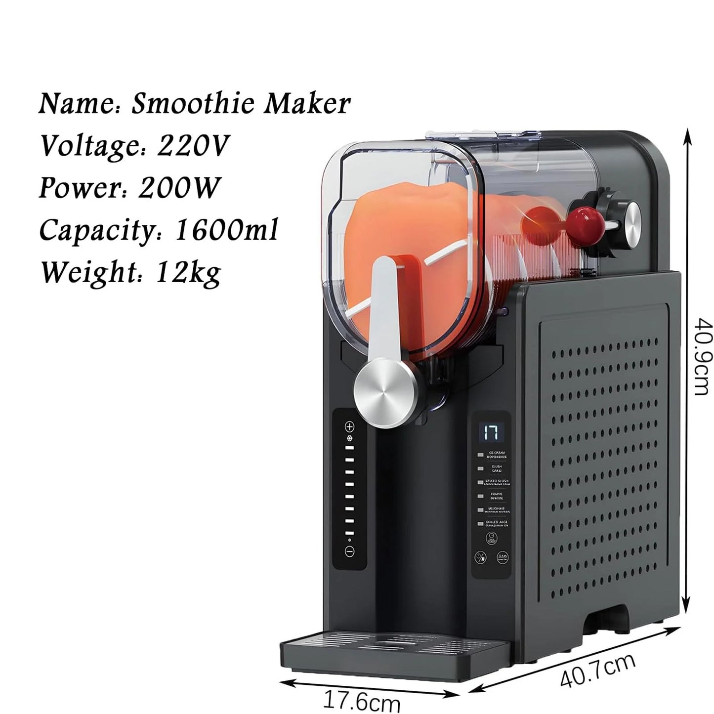 2026 Machine à Boissons Slush Automatique, 1600 ml, Machine à Glace Soft, Pas de Glace Nécessaire, Écran LED, 6 Programmes Préréglés, Pour Maison, Restaurant, Bureau, Snack Bar, Magasin de Boissons Fraîches