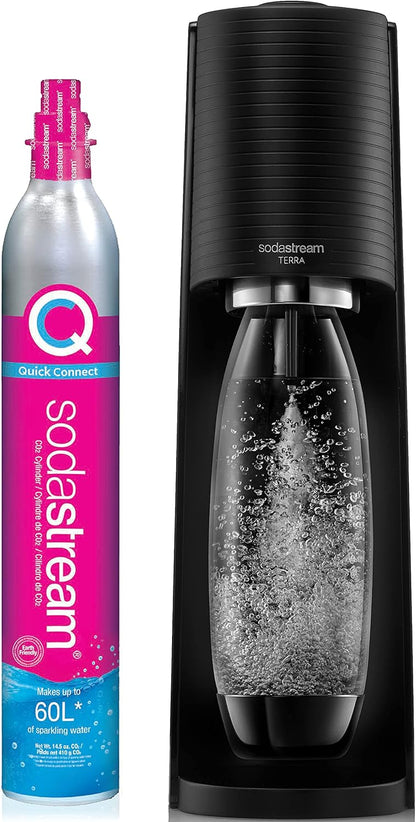 2026 SodaStream Terra Machine à Eau Pétillante Bundle (Noir), avec CO2, Bouteilles Compatibles Lave-Vaisselle et Arômes Bubly Drops