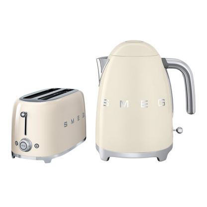 2026 Smeg TSF02CRUK & KLF01CRUK – Ensemble Grille-Pain 4 Tranches & Bouilloire 1,7L Style Rétro Années 50, Édition Limitée Crème
