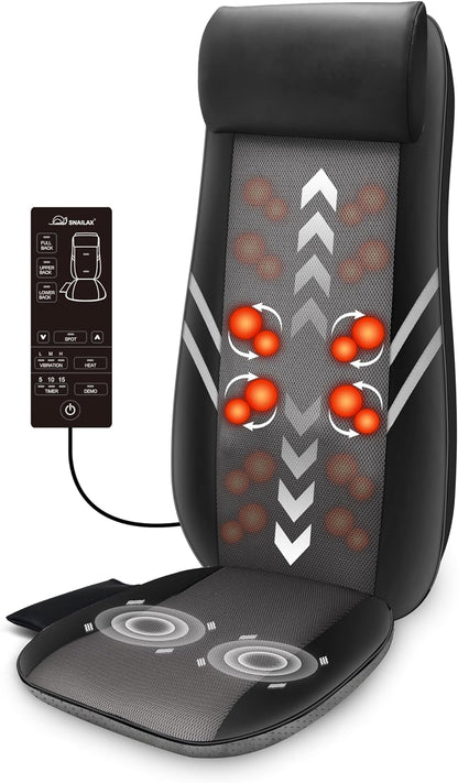 2026 Coussin de Massage Shiatsu Snailax avec Chaleur – Coussin de Fauteuil Massant pour Dos, Massage Kneading pour Maison et Bureau