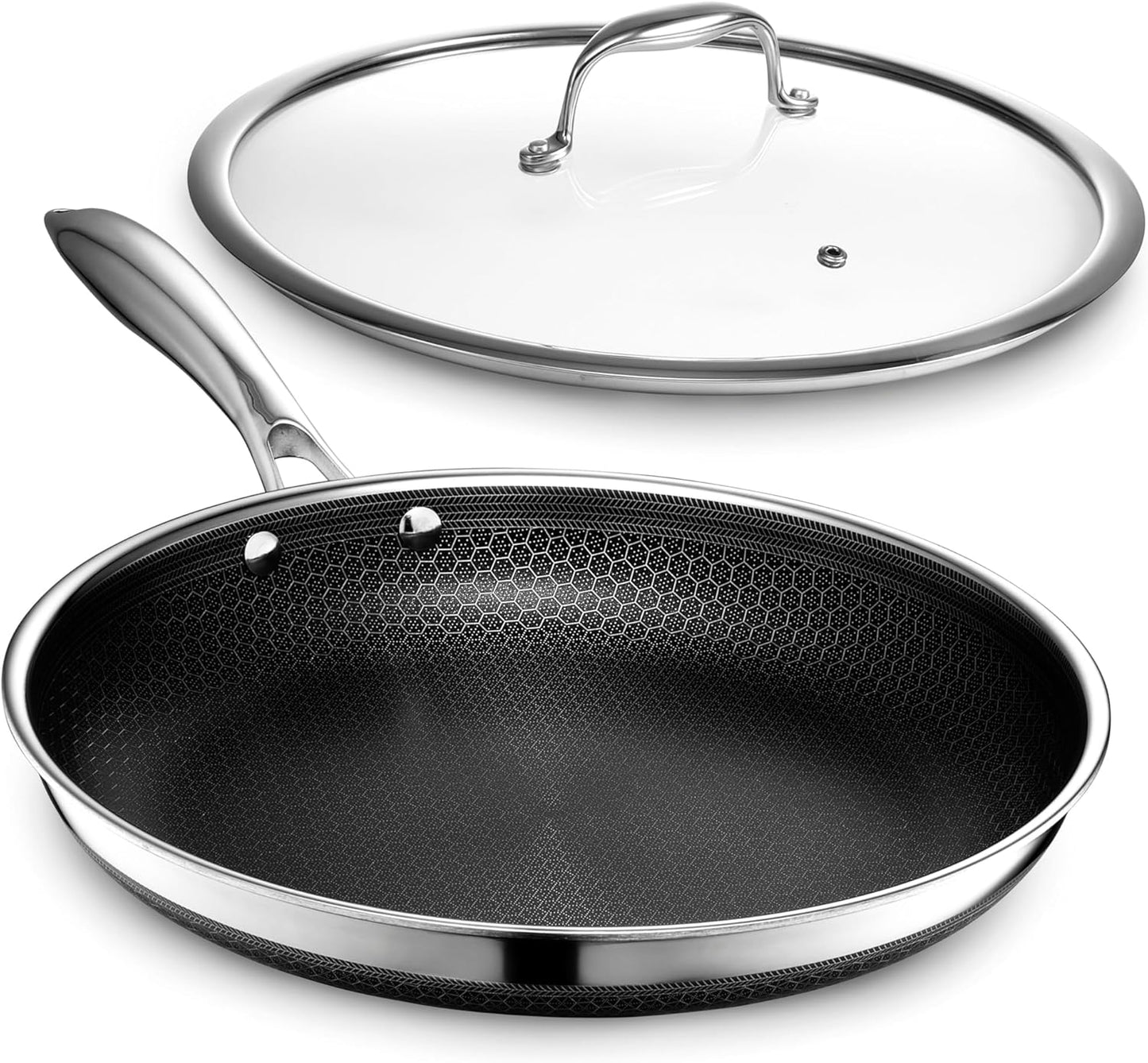 2026 Poêle HexClad Hybrid Antiadhésive 8 Pouces, Poignée Reste-Froide, Compatible Lave-Vaisselle, Résistante au Four jusqu’à 482°C, Compatible Induction et Tous Types de Plaques de Cuisson