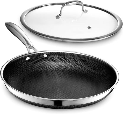 2026 Poêle HexClad Hybrid Antiadhésive 8 Pouces, Poignée Reste-Froide, Compatible Lave-Vaisselle, Résistante au Four jusqu’à 482°C, Compatible Induction et Tous Types de Plaques de Cuisson