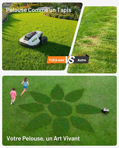 MAMMOTION YUKA Mini 500 Robot Tondeuse sans Fil Périphérique, NetRTK+Vision, Aucune Antenne RTK Requise, Recommandé 500 m², Max. 700 m², Pente à 50%, Cartographie Automatique, avec Module 4G