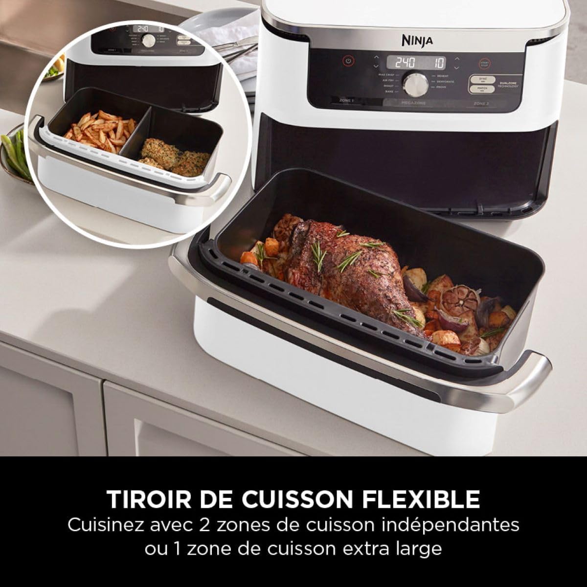 2026 NINJA Foodi AF500EU – Friteuse à Air Chaud FlexDrawer 10,4 L, Double Zone avec Séparateur Amovible, 7 Fonctions de Cuisson – Édition Limitée Haute Performance