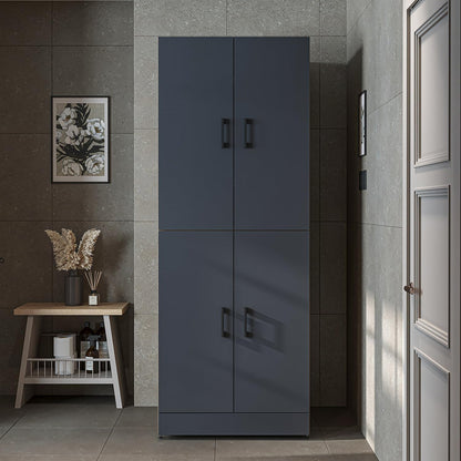 ROOMART Dora Armoire de machine à laver, pour sèche-linge et machine à laver, en 4 couleurs, avec portes et planche coulissante (chêne anthracite)