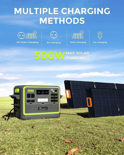 F2400 Station électrique portable CA 2400W (4800W Pic),Station Silencieux Solaire 2048Wh LiFePO4,Groupe Générateur Électrique Onduleur Alimentation de Secours à Domicile Camping