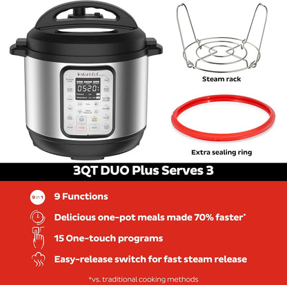 2026 Instant Pot Duo Plus 9-en-1 Multicuiseur, Autocuiseur, Slow Cooker, Cuiseur de Riz, Vapeur, Sauté, Yaourtière, Maintien au Chaud et Stérilisateur, Application Incluse avec Plus de 800 Recettes, Acier Inoxydable, 6 Quarts
