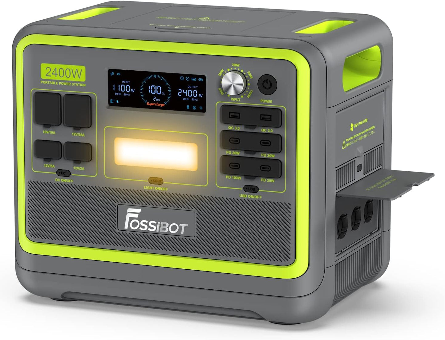 F2400 Station électrique portable CA 2400W (4800W Pic),Station Silencieux Solaire 2048Wh LiFePO4,Groupe Générateur Électrique Onduleur Alimentation de Secours à Domicile Camping
