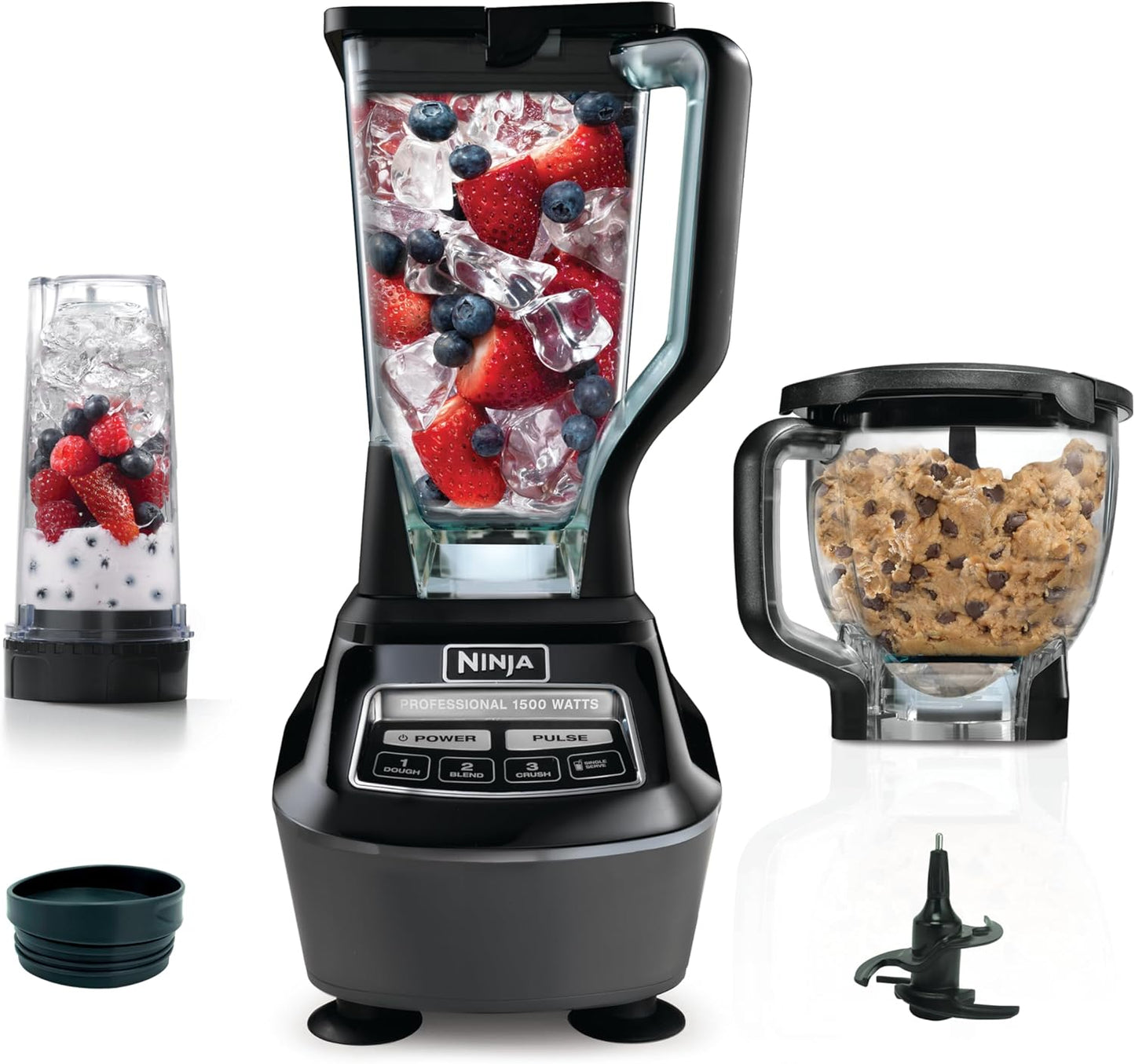 2026 Ninja Mega Kitchen System, 1500W, Blender XL 72 oz et Robot Culinaire 8 Tasses avec (2) Gobelets To-Go 16 oz, Technologie Total Crushing - Smoothies, Glace Pilée, Purées, Pâte & Plus, Noir, BL770