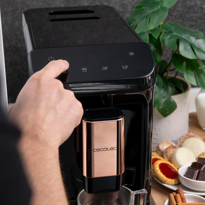 2026 Machine à café entièrement automatique Cecotec Cremmaet Macchia Black Rose – 1350 W, Thermobloc, Pompe à 19 Bars, Système Plug&Play, Réservoir à café avec moulin intégré, Nettoyage automatique