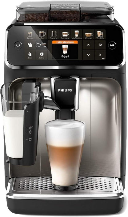 Philips Série 5400 Machine Expresso - Café à Grain - LatteGo Mousseur à Lait, 12 Spécialités de Café, Affichage Intuitif, 4 Profils Utilisateur, Noir (EP5441/50)