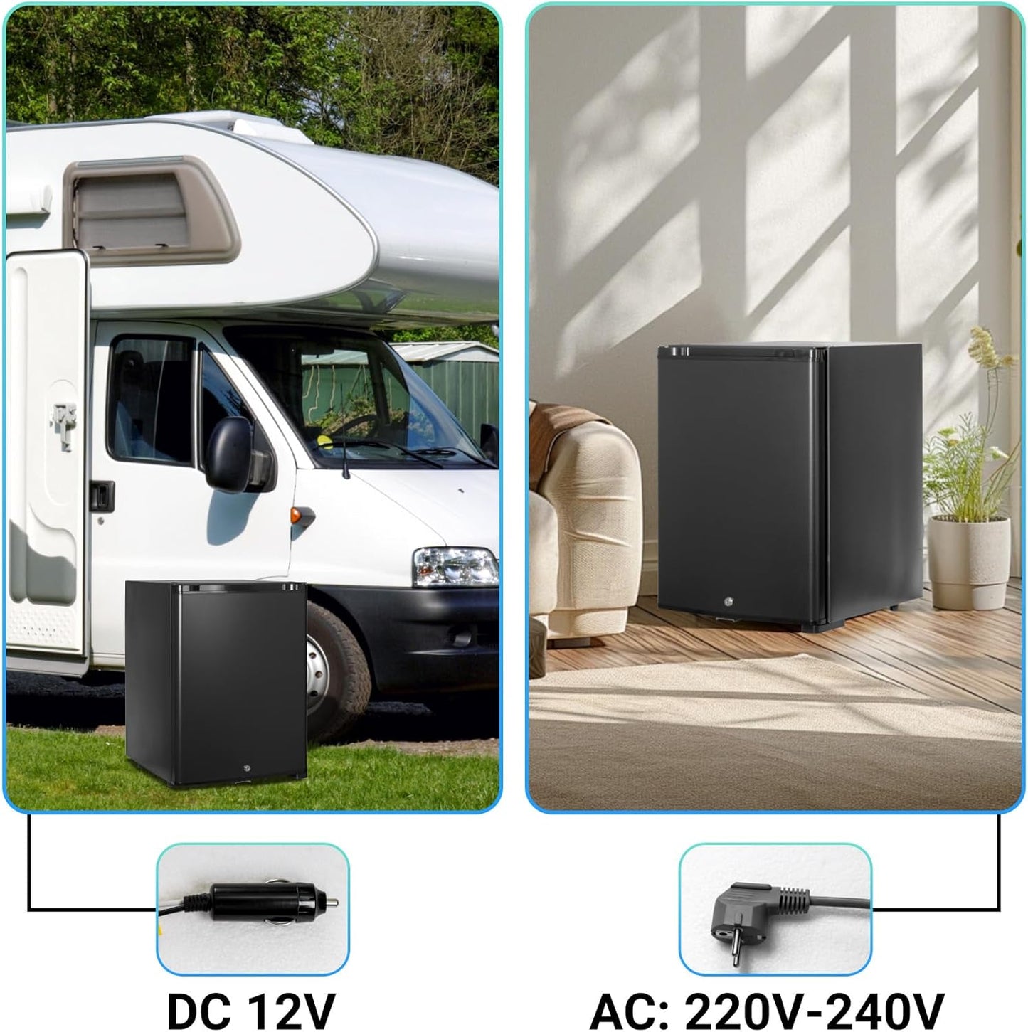 Frigo 12V,Réfrigérateur Camping 12V 220V 40L,Frigo Caravane,Mini Frigo de Chambre,Frigo 12V Camping Car,Réfrigérateur pour Voiture,Van,Fourgon,Bureau,Gîte - Noir -