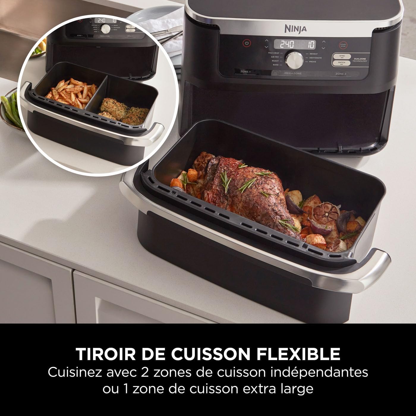 2026 NINJA Foodi AF500EU – Friteuse à Air Chaud FlexDrawer 10,4 L, Double Zone avec Séparateur Amovible, 7 Fonctions de Cuisson – Édition Limitée Haute Performance