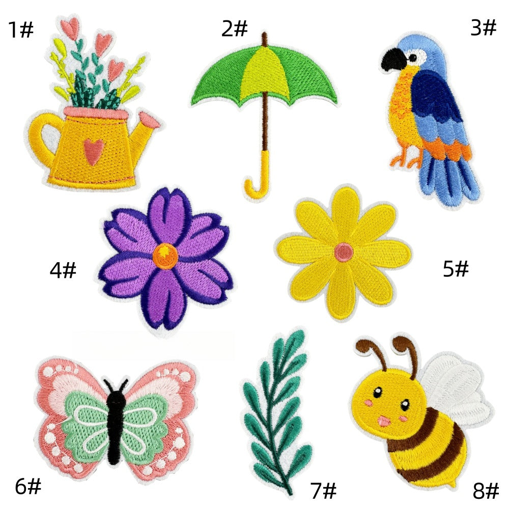 Embroidered Patches Bee Butterfly Floral Design