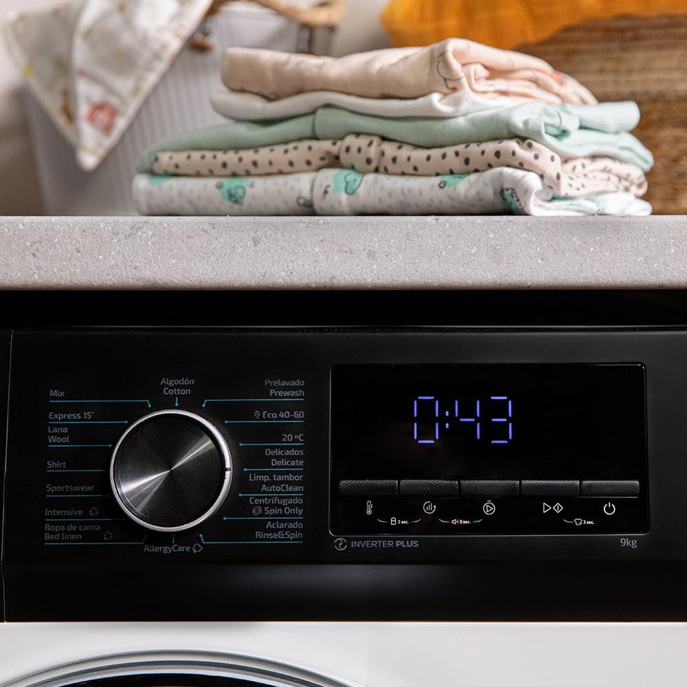 Cecotec Bolero Dresscode 10500 Inverter Steel A. Lave-linge 10 kg Steel, 1400 tr/min, Moteur Inverter Plus, Vapeur, Classe A.
