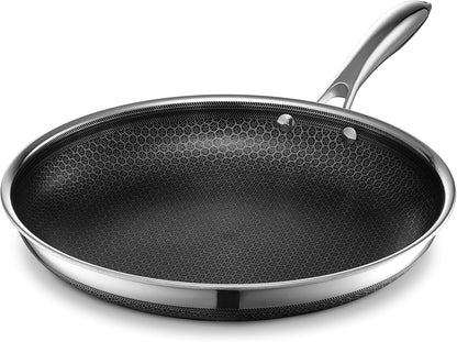 2026 Poêle HexClad Hybrid Antiadhésive 8 Pouces, Poignée Reste-Froide, Compatible Lave-Vaisselle, Résistante au Four jusqu’à 482°C, Compatible Induction et Tous Types de Plaques de Cuisson