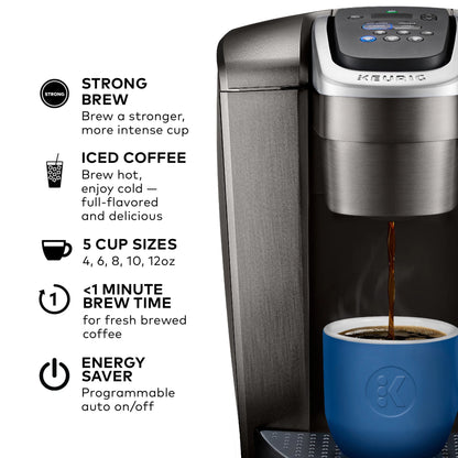 2026 Keurig K-Elite – Machine à Café à Dosettes K-Cup à Portion Unique, Finition Brossée Slate, Programmable pour Café Chaud et Glacé