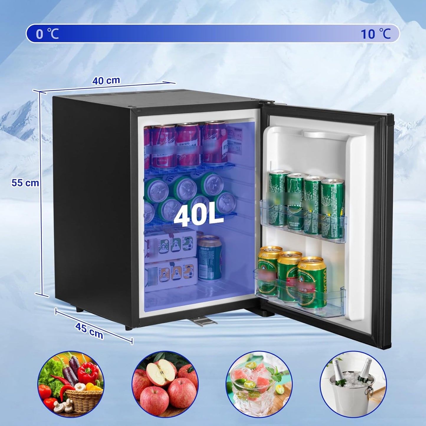 Frigo 12V,Réfrigérateur Camping 12V 220V 40L,Frigo Caravane,Mini Frigo de Chambre,Frigo 12V Camping Car,Réfrigérateur pour Voiture,Van,Fourgon,Bureau,Gîte - Noir -