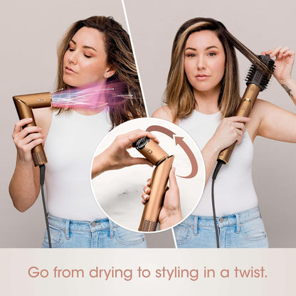 2026 Système de coiffage et de séchage Shark HD430 FlexStyle, sèche-cheveux brosse puissant et multi-styler avec boucleurs Auto-Wrap, brosse plate, brosse ovale et embout concentrateur, coloris Stone