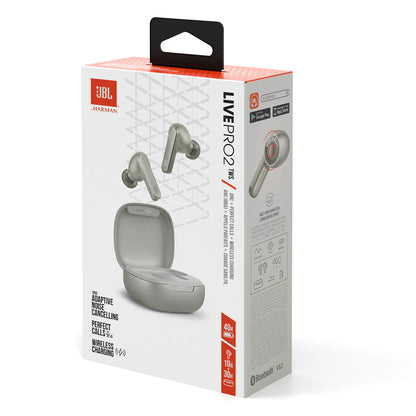 2026 JBL Live Pro 2 – Écouteurs True Wireless avec Réduction de Bruit Active (Argent)