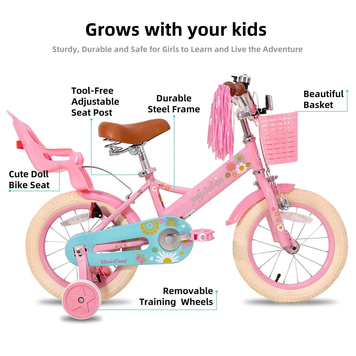 Bicicletta per bambini Little Daisy 14 pollici per ragazze -