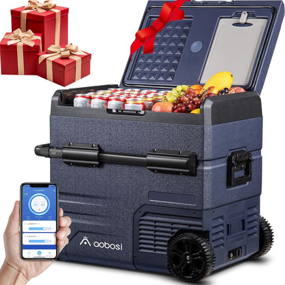 115L Glaciere Electrique Double Zone,Glaciere a Compression WiFi APP,12 V/24 V et 100-240 V Frigo Camping,-20 ℃ à 20 ℃,pour Voiture,Camion,Bateau,Camping,Car,Caravanes,Voyageant,Maison