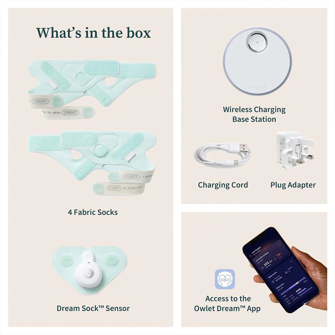 2026 Owlet Dream Sock™ – Moniteur Bébé Intelligent avec Surveillance en Temps Réel du Pouls, de l’Oxygène et du Sommeil – Couleur Rose Poudré