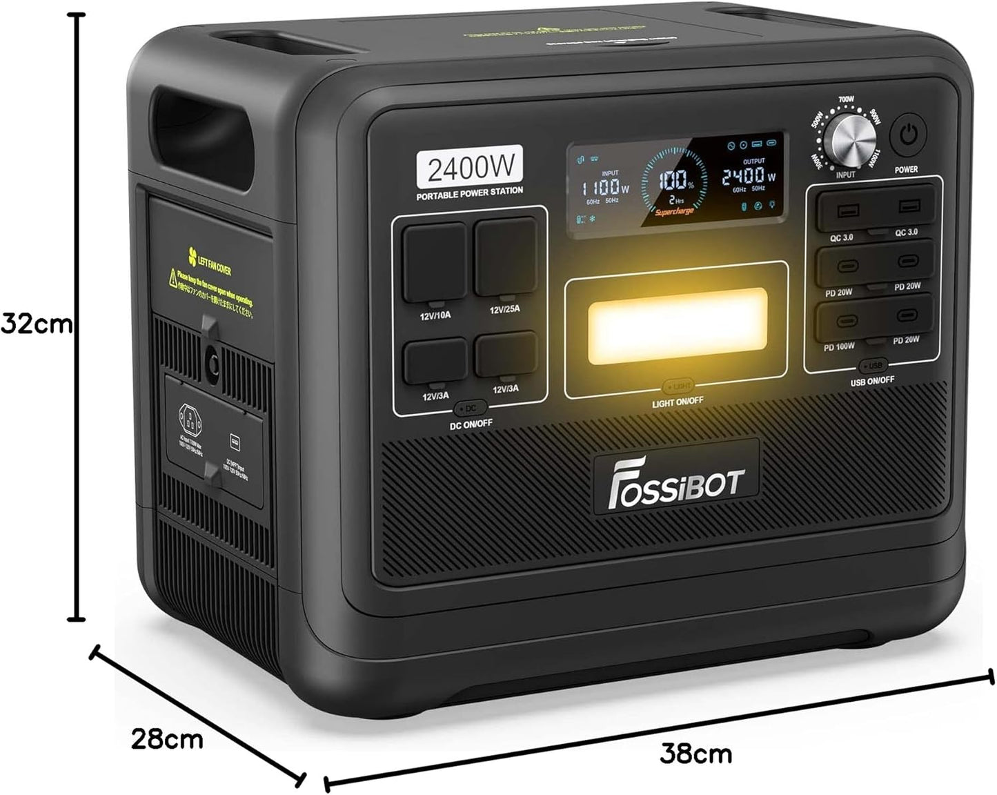 F2400 Station électrique portable CA 2400W (4800W Pic),Station Silencieux Solaire 2048Wh LiFePO4,Groupe Générateur Électrique Onduleur Alimentation de Secours à Domicile Camping