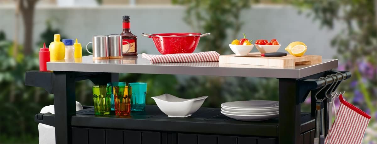 2026 Keter Unity XL – Desserte Barbecue 316L, Rangement 207L + Plan de Travail Inox, Édition Limitée